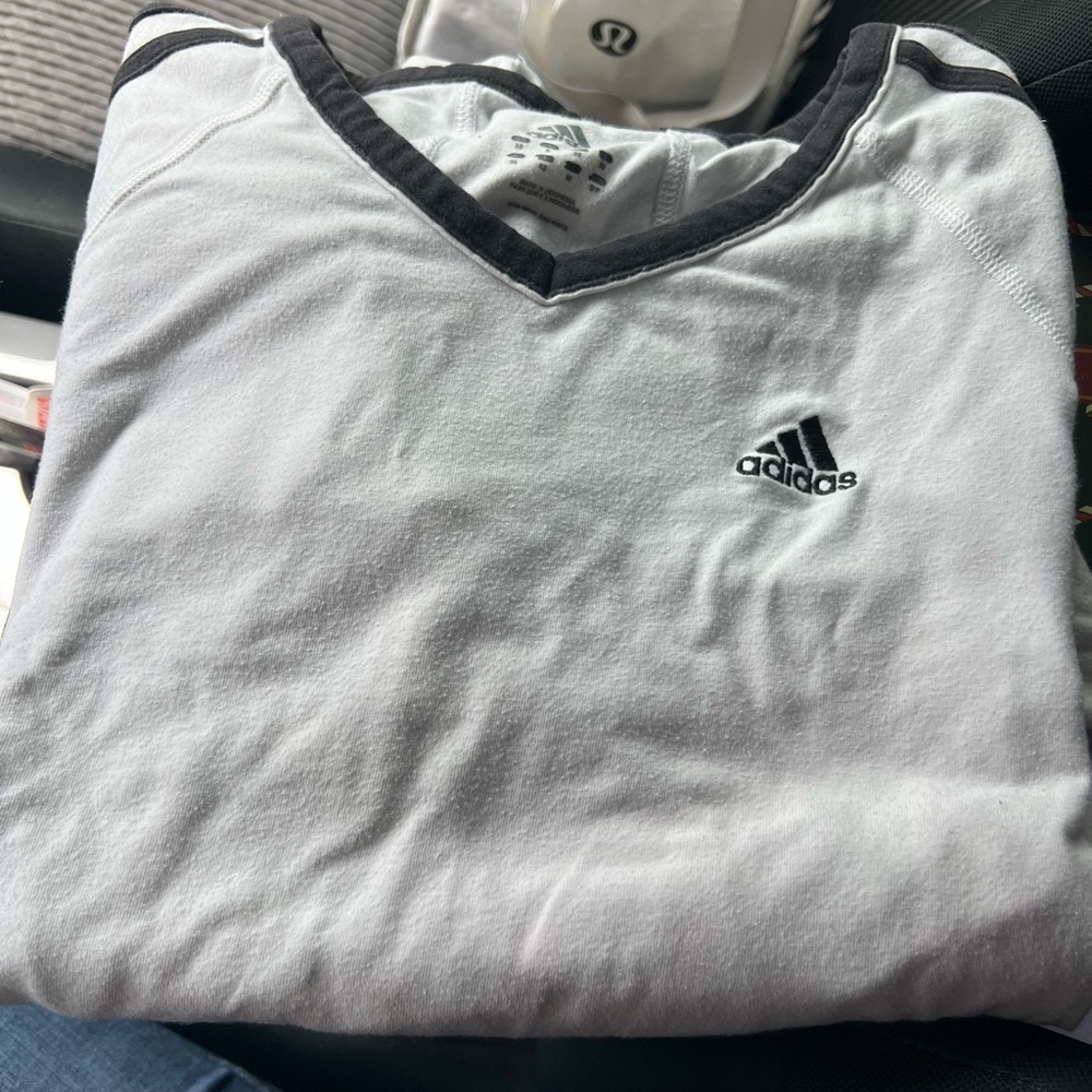 Adidas White long sleeve Shirt with Black Trim